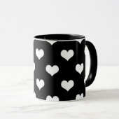 Mug Dessin de coeurs adorables noir blanc (Devant droit)