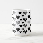 Mug Dessin de coeurs noir et blanc - Simple Diversity (Centre)