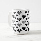 Mug Dessin de coeurs noir et blanc - Simple Diversity (Devant gauche)