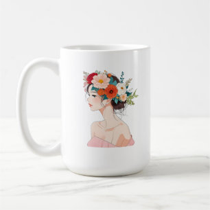 Mug dessin de femme florale