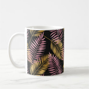 Mug Dessin de feuille de fougère en rose et or