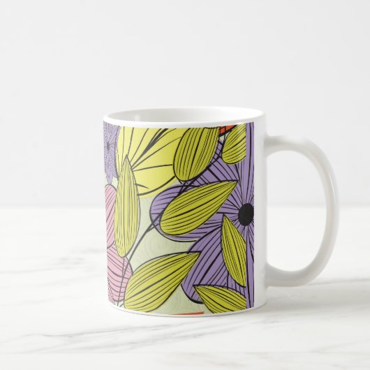 Mug Dessin de fleurs primitif rétro (Droite)