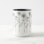Mug Dessin de fleurs simples noir et blanc (Centre)