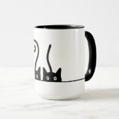 Mug Dessin de la ligne droite. Trois chatons. Journée  (Devant droit)