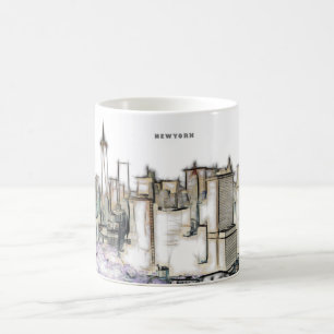 Mug Dessin de la skyline noir et blanc de la ville de