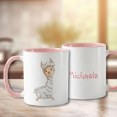 Mug Dessin de lama de fille rose