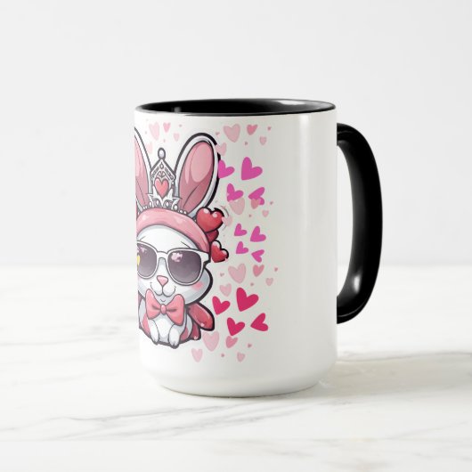 Mug Dessin de lapin de Saint-Valentin (Devant droit)