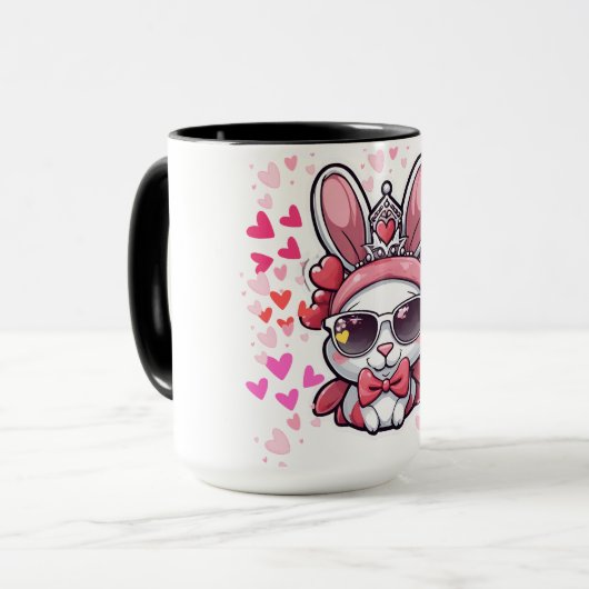 Mug Dessin de lapin de Saint-Valentin (Devant gauche)