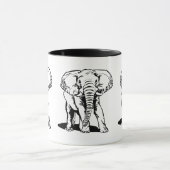 Mug Dessin de ligne Eléphant Noir mignon (Centre)