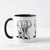 Mug Dessin de ligne Eléphant Noir mignon (Gauche)