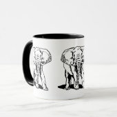 Mug Dessin de ligne Eléphant Noir mignon (Devant gauche)