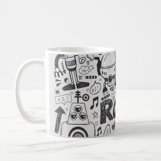 Mug Dessin de l'illustrateur de robots à doodles (Gauche)