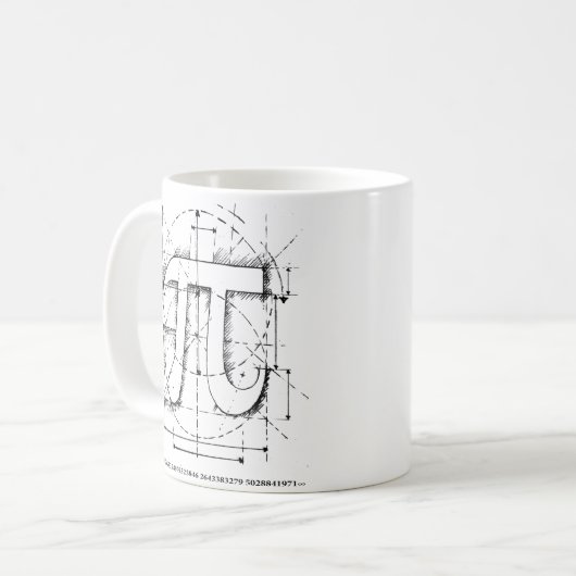 Mug Dessin de nombre de pi (Devant gauche)