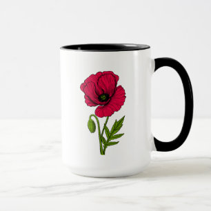 Mug Dessin de pavot rouge