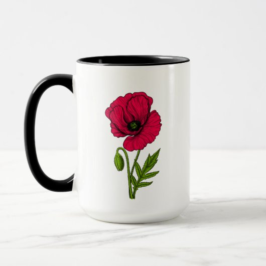 Mug Dessin de pavot rouge (Gauche)