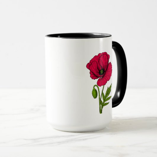 Mug Dessin de pavot rouge (Devant droit)