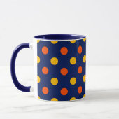 Mug Dessin de points orange jaune sur fond bleu (Gauche)