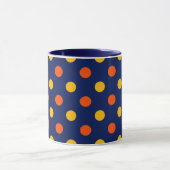 Mug Dessin de points orange jaune sur fond bleu (Centre)
