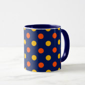 Mug Dessin de points orange jaune sur fond bleu (Devant droit)