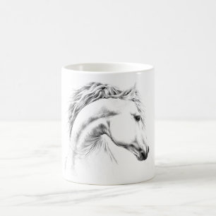 Mug Dessin de portrait de cheval dessin d'art équestre