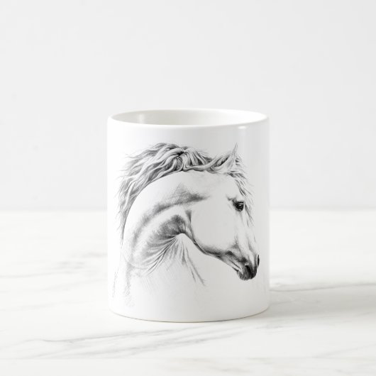Mug Dessin de portrait de cheval dessin d'art équestre (Centre)