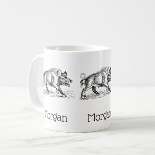 Mug Dessin de sanglier sauvage vintage en noir et blan