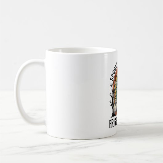 Mug Dessin de silhouette de cimetière de sorcière vint (Gauche)
