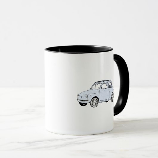 Mug Dessin de style crayon de Topolino Blue Fiat 500 (Devant droit)