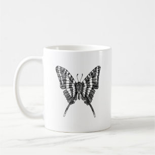 Mug Dessin d'encre de papillon noir et blanc Zebra