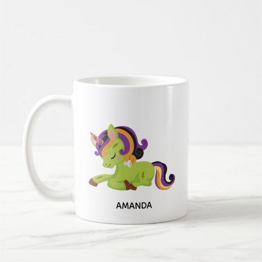 Mug Dessin d'Halloween de Cute Frankenstein Unicorn (Gauche)