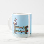 Mug Dessin d'oiseau Joyeuses Fêtes sur la clôture (Devant gauche)