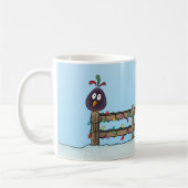 Mug Dessin d'oiseau Joyeuses Fêtes sur la clôture (Gauche)