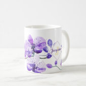 Mug dessin d'orchidée à l'aquarelle couleur Monogram (Devant droit)