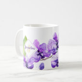 Mug dessin d'orchidée à l'aquarelle couleur Monogram (Devant gauche)