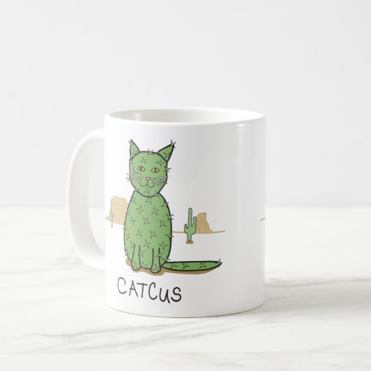 Mug Dessin drôle de cactus "Catcus" (Devant gauche)