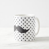 Mug Dessin drôle de moustache et pois noir (Devant droit)