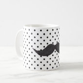 Mug Dessin drôle de moustache et pois noir (Devant gauche)