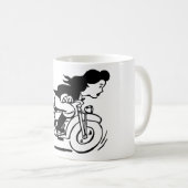 Mug Dessin d'une femme en moto à vélo Chick Art (Devant droit)