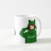 Mug Dessin d'une fille mignonne avec un sweat à capuch (Devant droit)