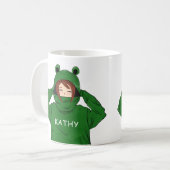 Mug Dessin d'une fille mignonne avec un sweat à capuch (Devant gauche)
