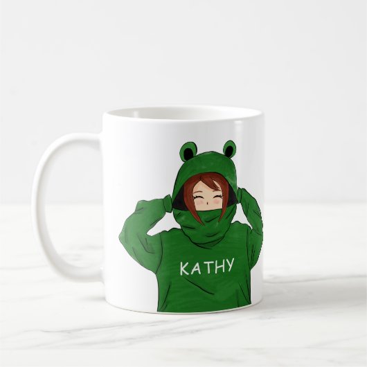 Mug Dessin d'une fille mignonne avec un sweat à capuch (Gauche)