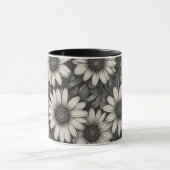 Mug Dessin en nuances de gris de la marguerite africai (Centre)