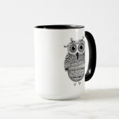 Mug Dessin ethnique d'encre de hibou (Devant droit)