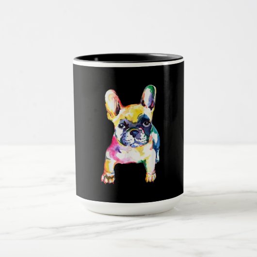 Mug Dessin Français Bulldog original aquarelle (Centre)