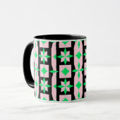Mug Dessin géométrique vert, rose et noir (Devant gauche)