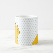 Mug Dessin jaune de chat sur l'arrière - plan de pois (Centre)