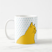Mug Dessin jaune de chat sur l'arrière - plan de pois (Gauche)