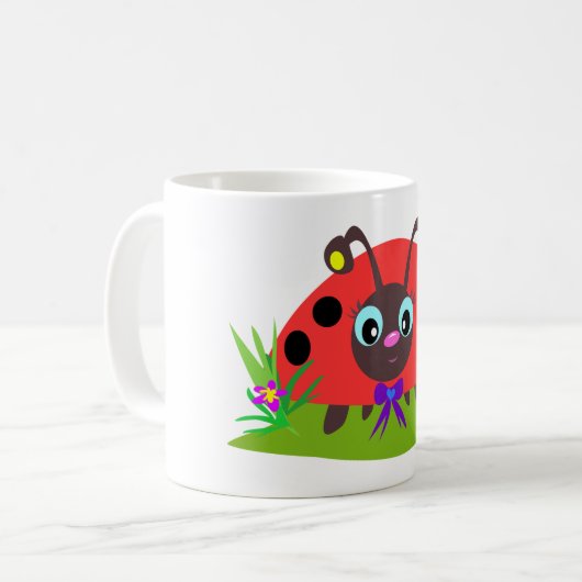 Mug Dessin Ladybug Bow and Flowers (Devant gauche)