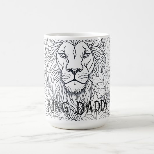 Mug Dessin Lion avec Fleurs Roi Papa, Père Boho (Centre)