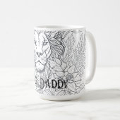 Mug Dessin Lion avec Fleurs Roi Papa, Père Boho (Devant droit)